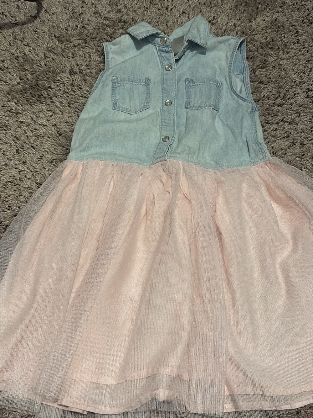 OshKosh B'gosh Light Blue Chambray Top with Pale Pink Tulle Skirt Dress